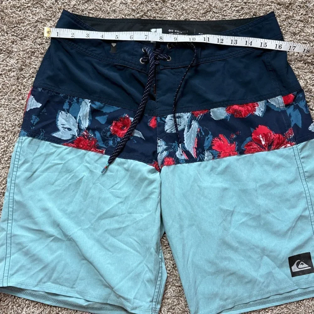 Quicksilver Blue & Green Floral Board Shorts